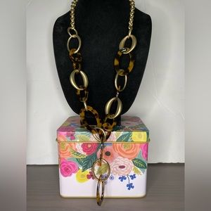 Chico’s long necklace faux tortoise chain
